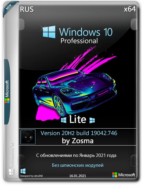 Windows 10 Pro x64 Lite 20H2.19042.746 by Zosma (RUS/2021)