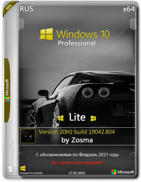 Windows 10 Pro x64 Lite 20H2.19042.804 by Zosma (RUS/2021)