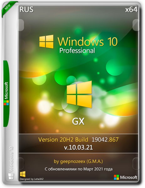 Windows 10 Pro x64 20H2.19042.867 GX v.10.03.21 (RUS/2021)
