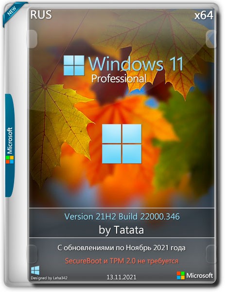 Windows 11 Professional 22000.346 x64 by Tatata (RUS/2021)