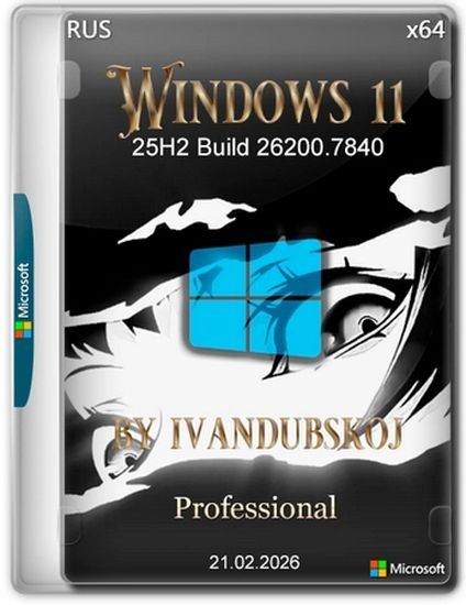 Windows 11 Pro 25Н2 (build 26200.7840) by ivandubskoj 21.02.2026 (RUS/2026)